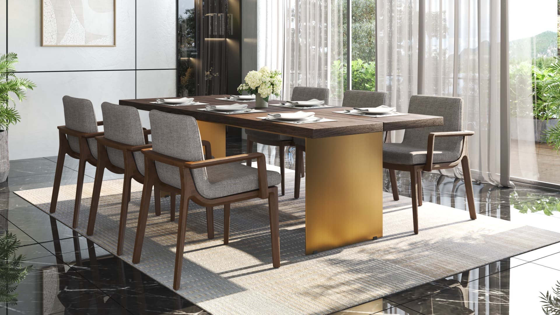Aysel Dining Table with Carin Chairs - Set