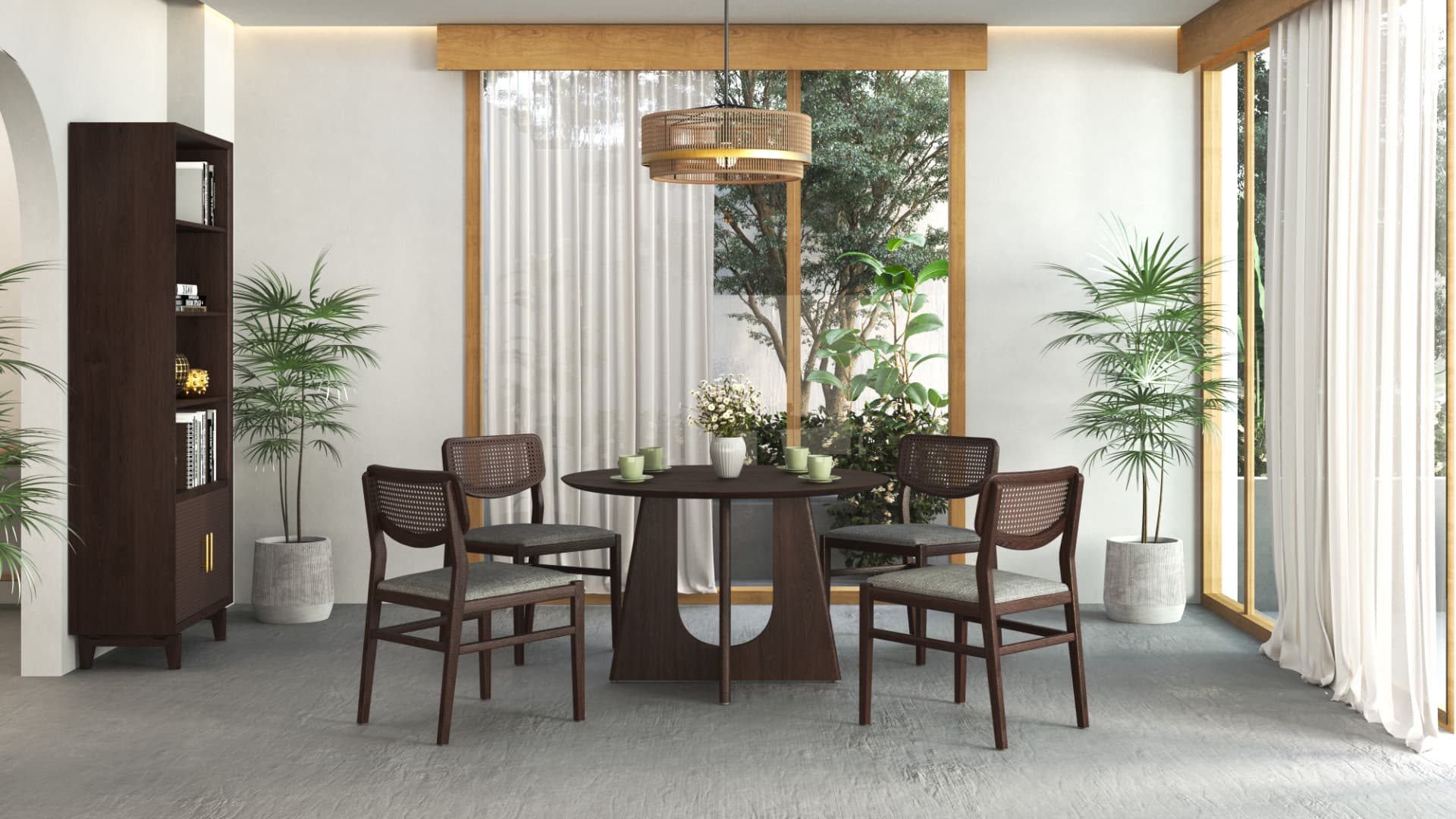 Fermo Round Dining Table with Aldo Chairs - Set