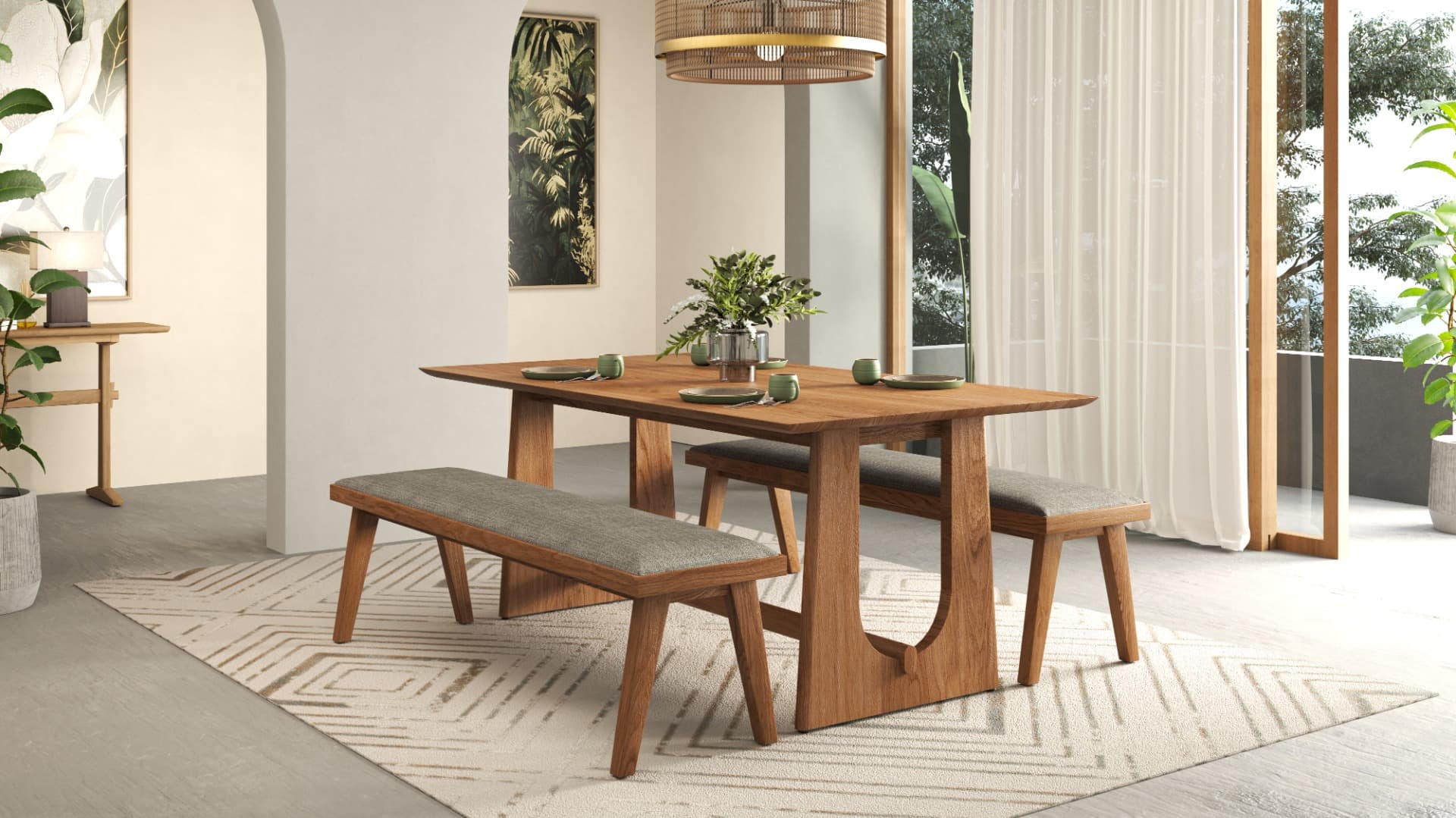 Fermo Dining Table 180cm with Chester Bench - Set