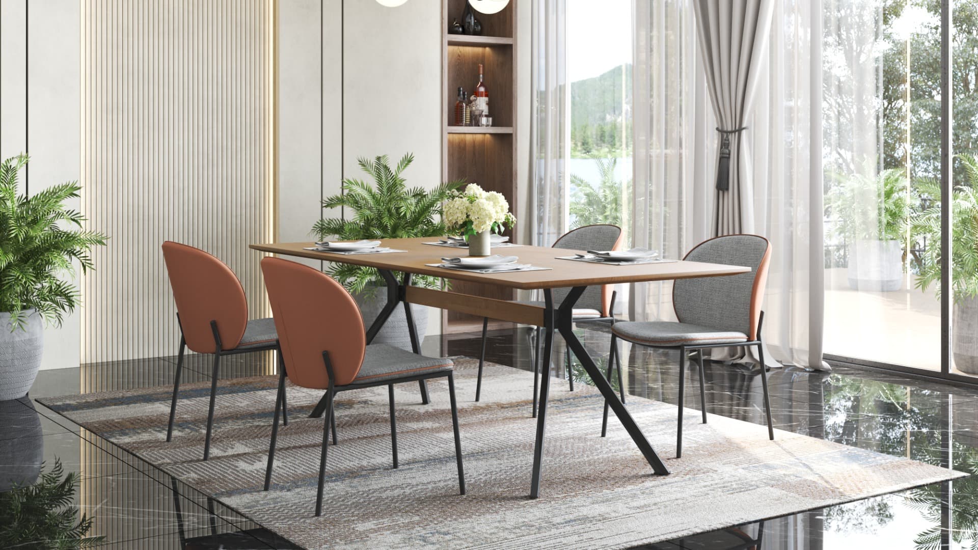 Flix Dining Table with Nyla Chairs - Set