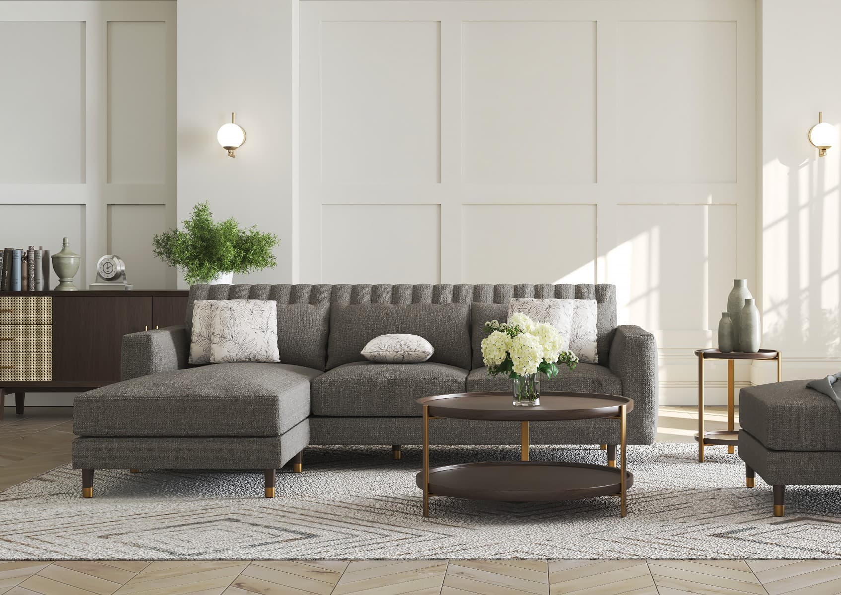 Giovanna Right Chaise With Mikayla Table - Set