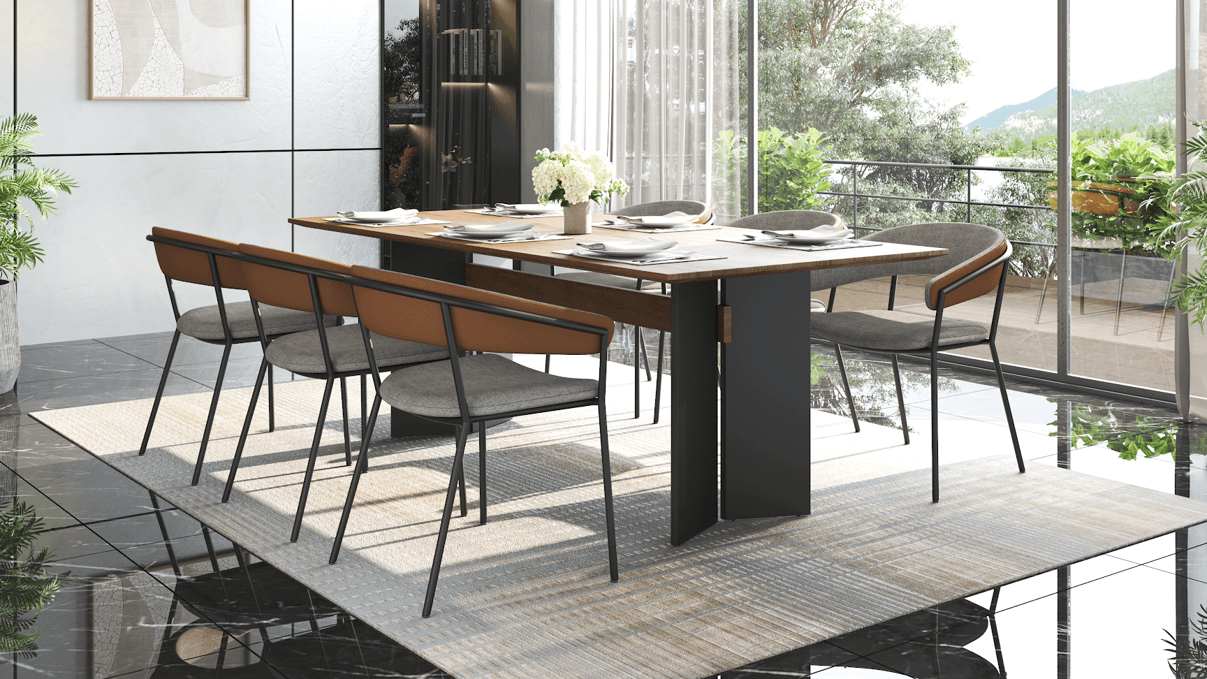 Stark Dining Table with Vay Chairs - Set